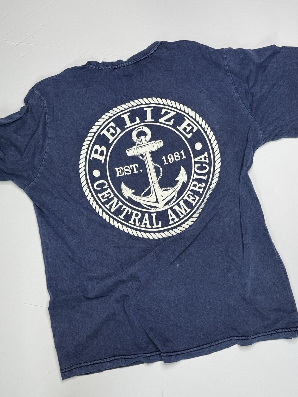 US Vintage Collection Belize Anchor 2-Sided Graphic Tee Mens XL Navy NWT
